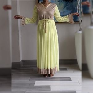 Flowy Dress | Yellow/Brown Shimmer, Size XL